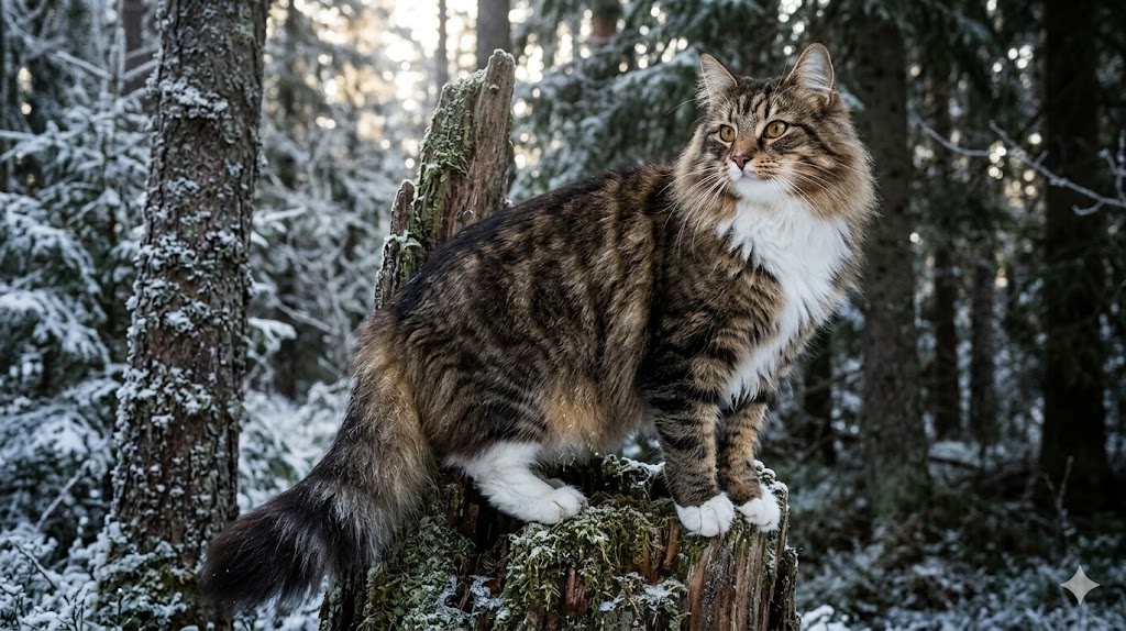 凛々しいノルウェージャンフォレストキャット